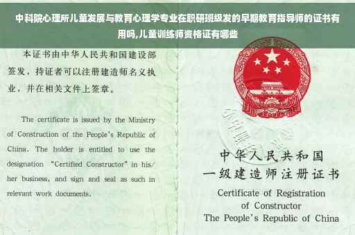 中科院心理所儿童发展与教育心理学专业在职研班级发的早期教育指导师的证书有用吗,儿童训练师资格证有哪些