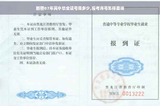 新疆07年高中毕业证号是多少,报考序号怎样查询