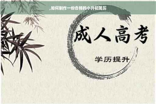 ,如何制作一份合格的小升初简历