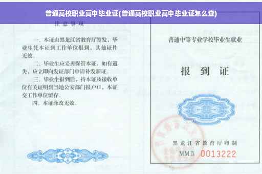 普通高校职业高中毕业证(普通高校职业高中毕业证怎么查)