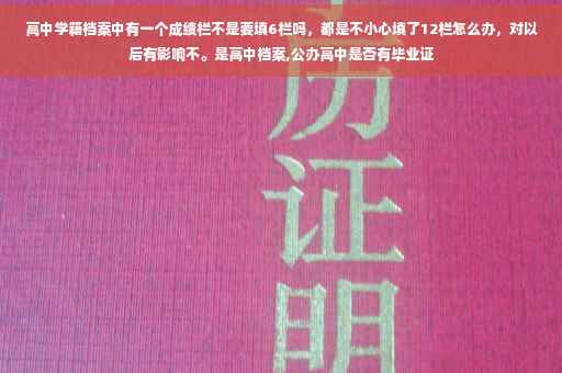 高中学籍档案中有一个成绩栏不是要填6栏吗，都是不小心填了12栏怎么办，对以后有影响不。是高中档案,公办高中是否有毕业证