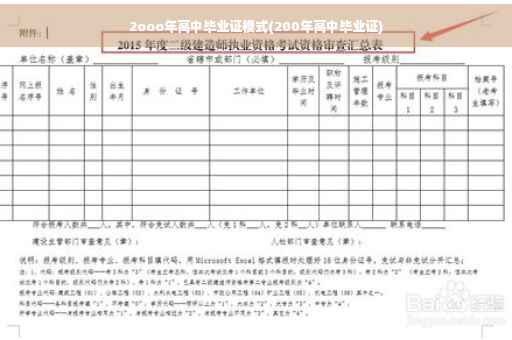 2ooo年高中毕业证模式(200年高中毕业证)