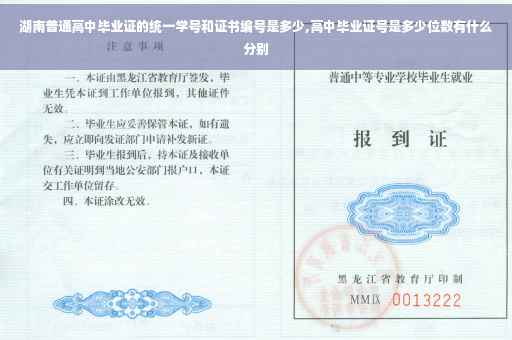 湖南普通高中毕业证的统一学号和证书编号是多少,高中毕业证号是多少位数有什么分别