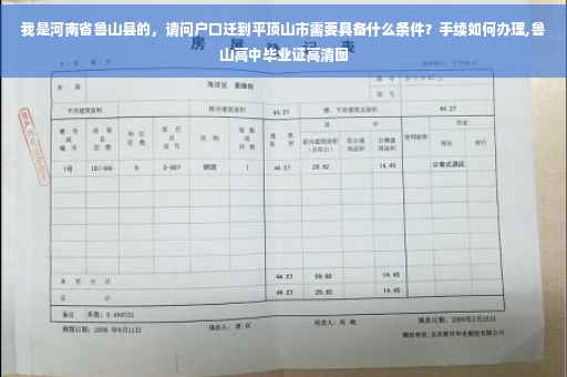 我是河南省鲁山县的，请问户口迁到平顶山市需要具备什么条件？手续如何办理,鲁山高中毕业证高清图