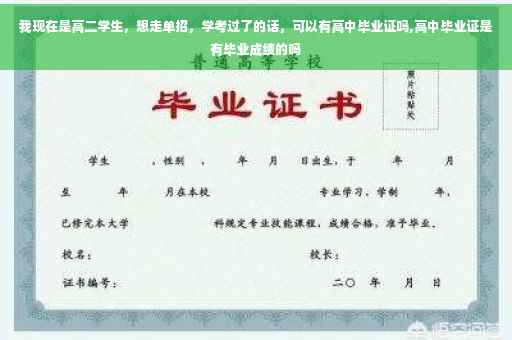 我现在是高二学生,想走单招,学考过了的话,可以有高中毕业证吗,高中毕业证是有毕业成绩的吗 我现在是高二学生,想走单招,学考过了的话,可以有高中毕业证吗,高中毕业证是有毕业成绩的吗