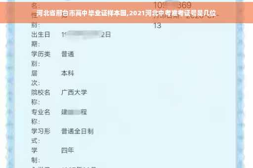 河北省邢台市高中毕业证样本图,2021河北中考准考证号是几位