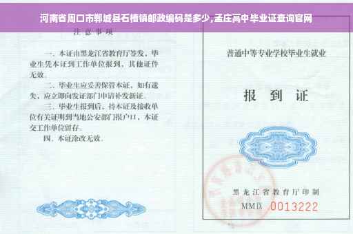 河南省周口市郸城县石槽镇邮政编码是多少,孟庄高中毕业证查询官网