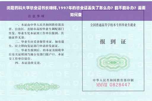 沈阳药科大学毕业证书长啥样,1997年的毕业证丢失了怎么办?能不能补办?需要如何查 沈阳药科大学毕业证书长啥样,1997年的毕业证丢失了怎么办?能不能补办?需要如何查
