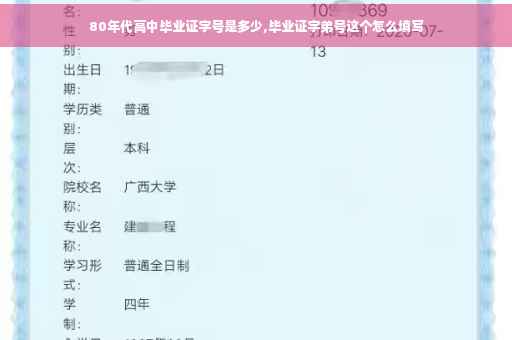 80年代高中毕业证字号是多少,毕业证字弟号这个怎么填写