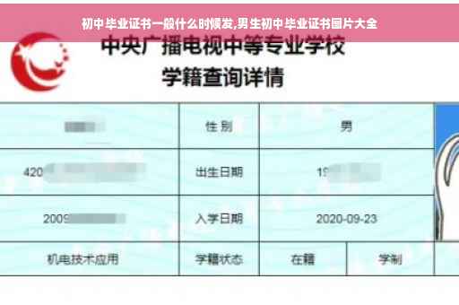 初中毕业证书一般什么时候发,男生初中毕业证书图片大全