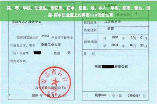 高，等，学校，毕业生，登记表，初中，复读，过，本人，学历，那项，怎么，填，急-高中毕业证上的评语120词怎么写