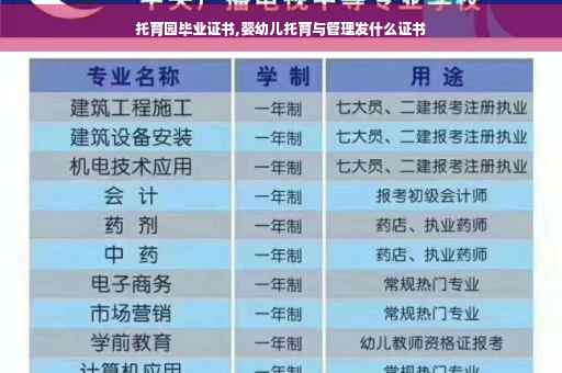 托育园毕业证书,婴幼儿托育与管理发什么证书
