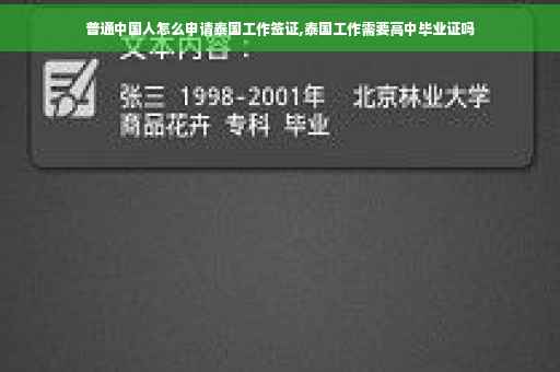 普通中国人怎么申请泰国工作签证,泰国工作需要高中毕业证吗