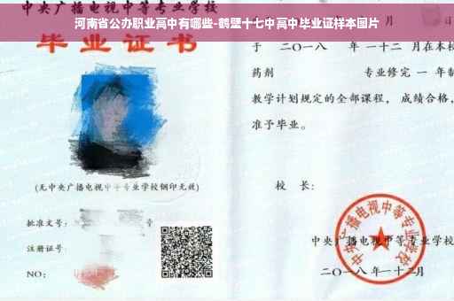 河南省公办职业高中有哪些-鹤壁十七中高中毕业证样本图片