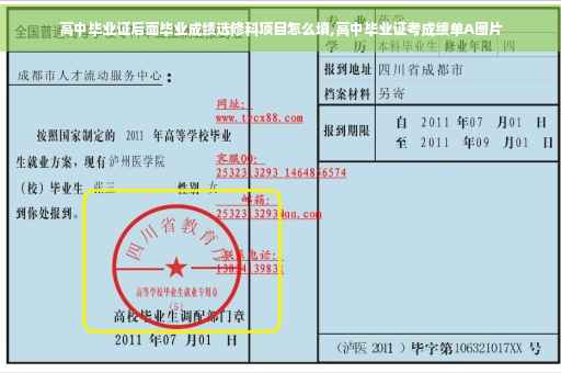 高中毕业证后面毕业成绩选修科项目怎么填,高中毕业证考成绩单A图片