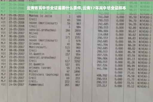 云南省高中毕业证需要什么条件,云南17年高中毕业证样本