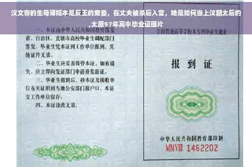 汉文帝的生母薄姬本是反王的宠妾，在丈夫被杀后入宫，她是如何当上汉朝太后的,太原97年高中毕业证图片