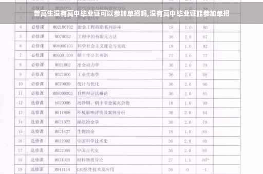 普高生没有高中毕业证可以参加单招吗,没有高中毕业证能参加单招