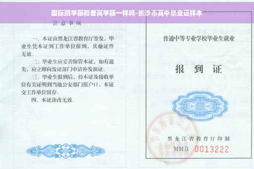 国际班学籍和普高学籍一样吗-长沙市高中毕业证样本
