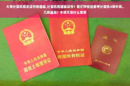 大专计算机相关证书有哪些,计算机有哪些证书？我们学校说要考计算机4级中级。几级最高？中级又是什么意思