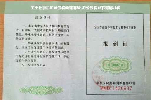 关于计算机的证书种类有哪些,办公软件证书有那几种