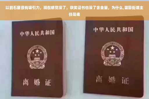 以前石展很有吸引力，现在感觉没了，获奖证书也没了含金量，为什么,蓝田街道主任是谁
