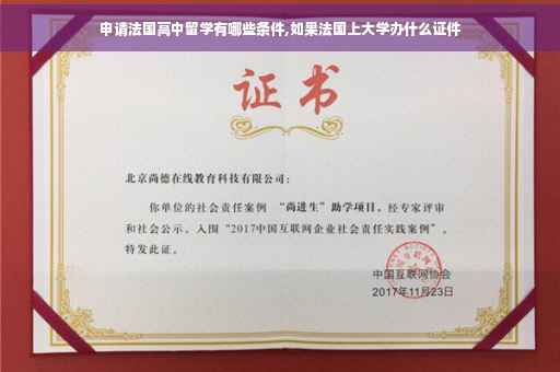 申请法国高中留学有哪些条件,如果法国上大学办什么证件