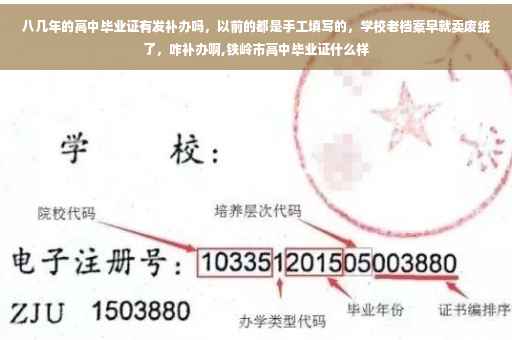 八几年的高中毕业证有发补办吗，以前的都是手工填写的，学校老档案早就卖废纸了，咋补办啊,铁岭市高中毕业证什么样