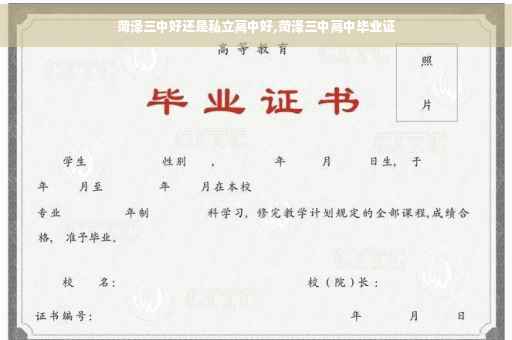菏泽三中好还是私立高中好,菏泽三中高中毕业证