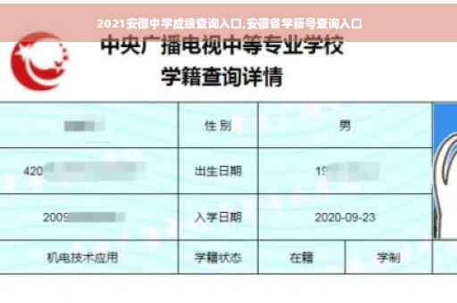2021安徽中学成绩查询入口,安徽省学籍号查询入口