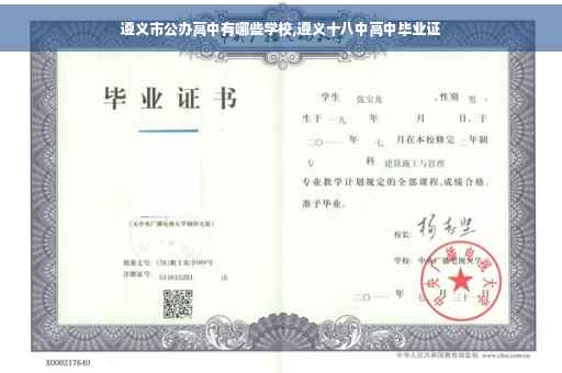 遵义市公办高中有哪些学校,遵义十八中高中毕业证