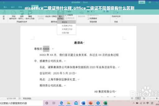 msoffice二级证书什么样,office二级证不同等级有什么区别