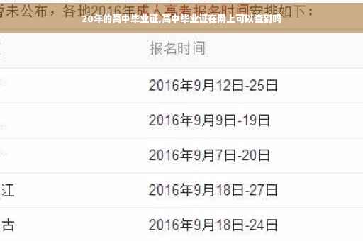20年的高中毕业证,高中毕业证在网上可以查到吗