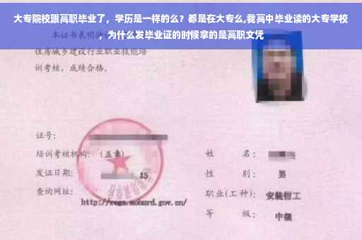 大专院校跟高职毕业了，学历是一样的么？都是在大专么,我高中毕业读的大专学校，为什么发毕业证的时候拿的是高职文凭