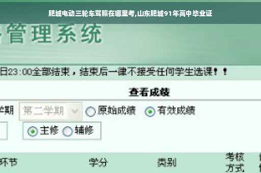 肥城电动三轮车驾照在哪里考,山东肥城91年高中毕业证