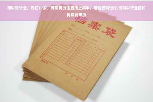 初中没毕业，现在17岁，有没有办法直接上高中，哪怕职高也行,没高中毕业证如何提高学历