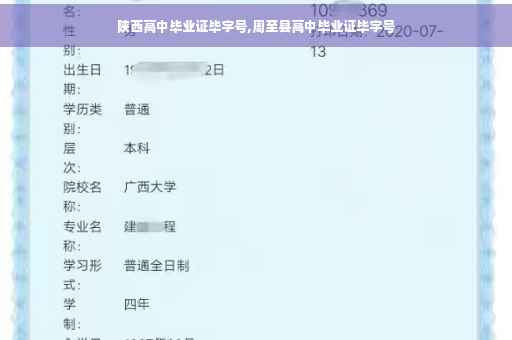 陕西高中毕业证毕字号,周至县高中毕业证毕字号