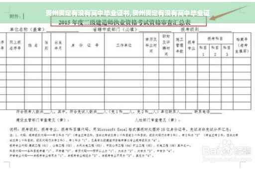 贵州贵定有没有高中毕业证书,贵州贵定有没有高中毕业证