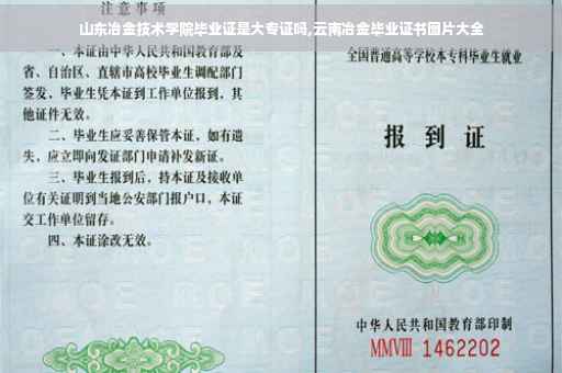 山东冶金技术学院毕业证是大专证吗,云南冶金毕业证书图片大全