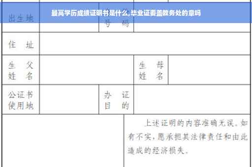 最高学历成绩证明书是什么,毕业证要盖教务处的章吗