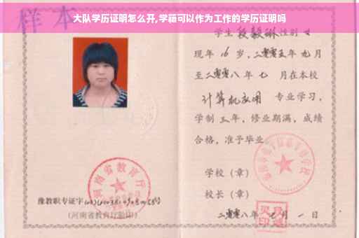 大队学历证明怎么开,学籍可以作为工作的学历证明吗