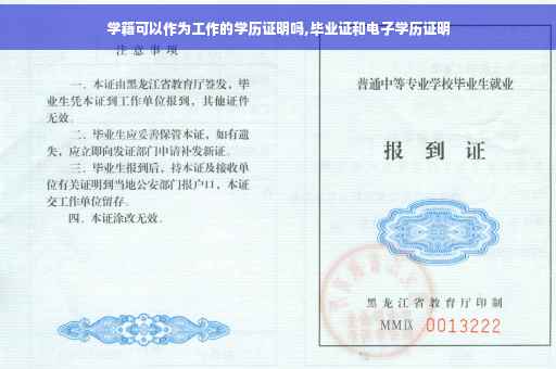 学籍可以作为工作的学历证明吗,毕业证和电子学历证明
