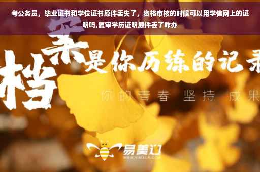 考公务员，毕业证书和学位证书原件丢失了，资格审核的时候可以用学信网上的证明吗,复审学历证明原件丢了咋办
