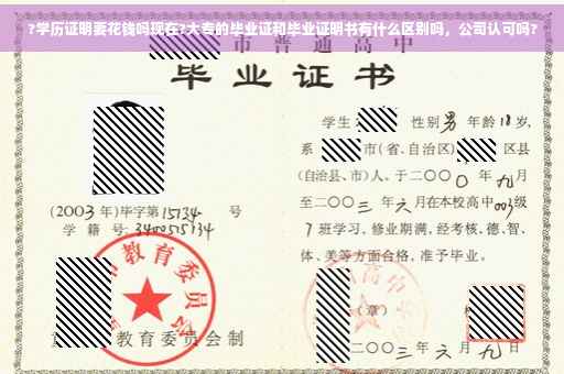 ?学历证明要花钱吗现在?大专的毕业证和毕业证明书有什么区别吗，公司认可吗?
