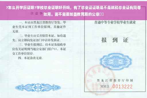 ?怎么开学历证明?学校毕业证明好开吗，有了毕业证证明是不是就和毕业证有同等效用。需不需要加盖教育局的公章⚡️