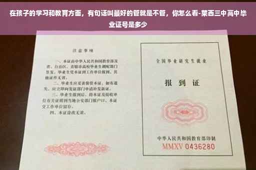 在孩子的学习和教育方面，有句话叫最好的管就是不管，你怎么看-莱西三中高中毕业证号是多少
