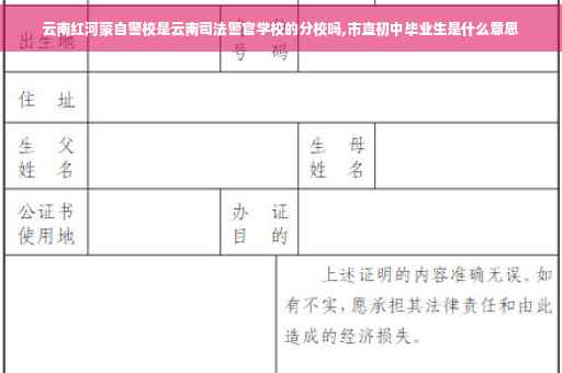 云南红河蒙自警校是云南司法警官学校的分校吗,市直初中毕业生是什么意思