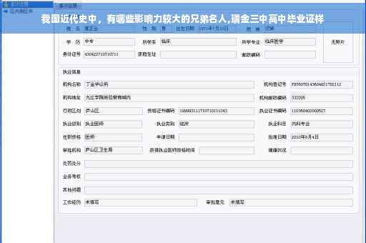 我国近代史中，有哪些影响力较大的兄弟名人,瑞金三中高中毕业证样