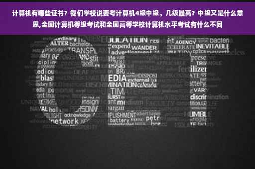 计算机有哪些证书？我们学校说要考计算机4级中级。几级最高？中级又是什么意思,全国计算机等级考试和全国高等学校计算机水平考试有什么不同