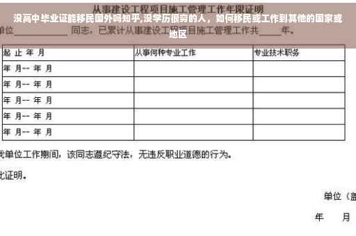 没高中毕业证能移民国外吗知乎,没学历很穷的人，如何移民或工作到其他的国家或地区